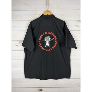 Red Kap Shirt Mens 2XL Black Hogs & Heifers Las Vegas Saloon Graphic Work Biker